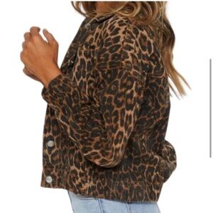 Elia Cher Leopard Print Jean Jacket